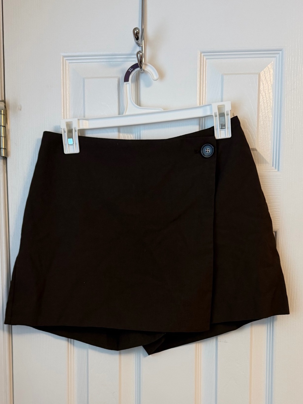 H&M Black Wrap Skort with Button Detail